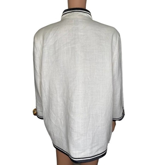 Linea by Louis Dell'Olio Linen Jacket Large 4 Button Embroidered Lined 3/4 Sleev - Picture 4 of 9